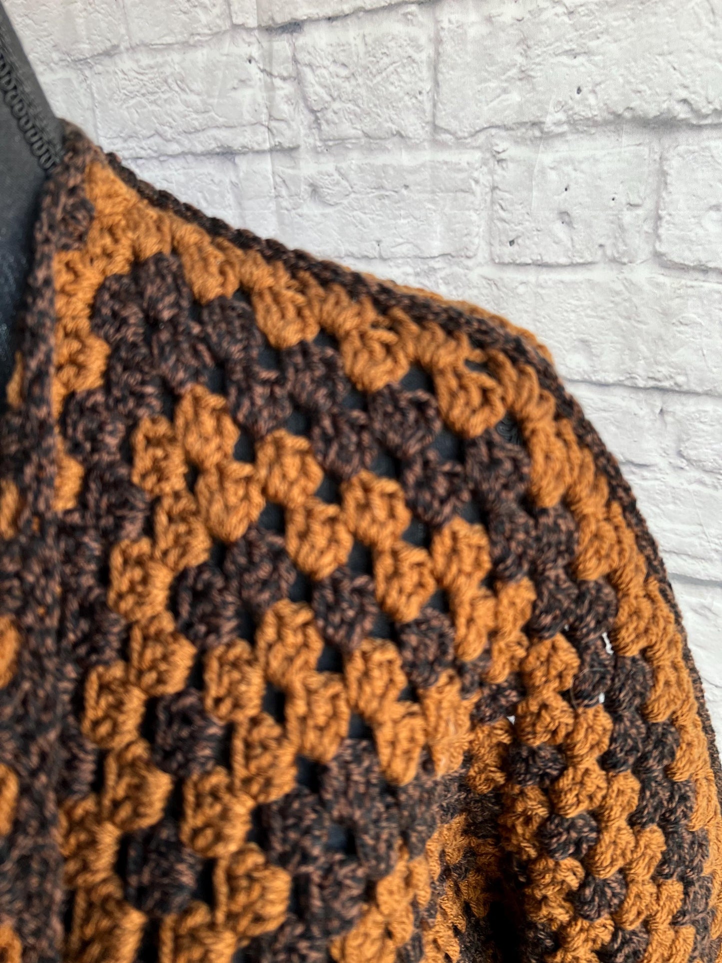 Fall Black and Copper Cardigan. Granny Hexagon Cardigan Sweater. Halloween Sweater. Fall Sweater.