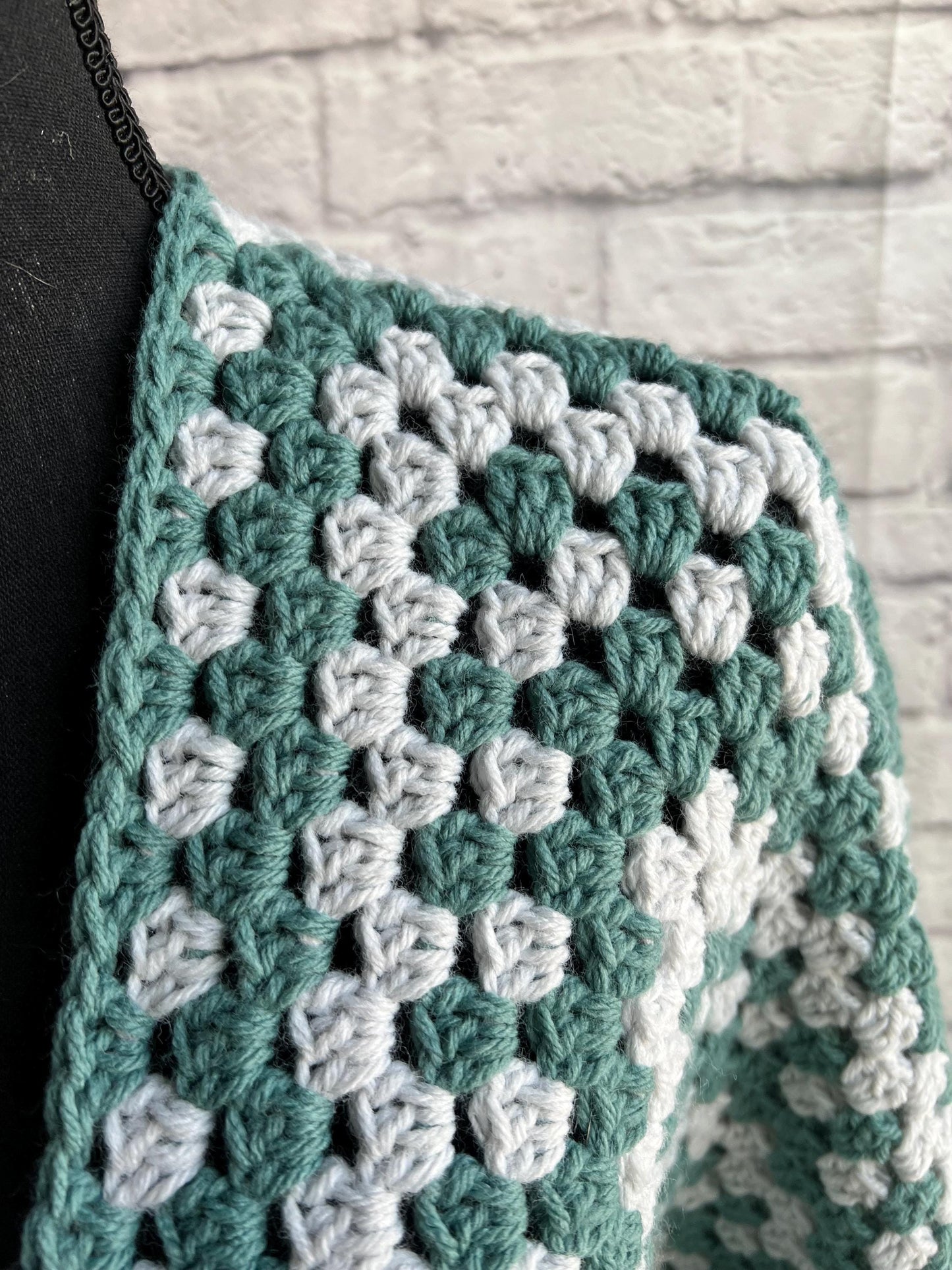 Grey and Green Cardigan. Granny Hexagon Cardigan Sweater. Fern green sweater. Fall Sweater.