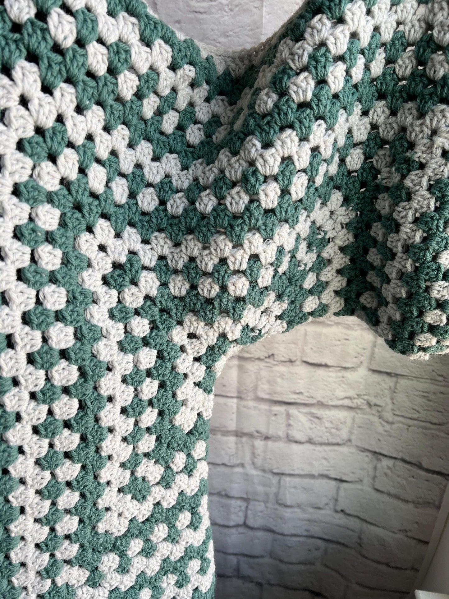 Grey and Green Cardigan. Granny Hexagon Cardigan Sweater. Fern green sweater. Fall Sweater.