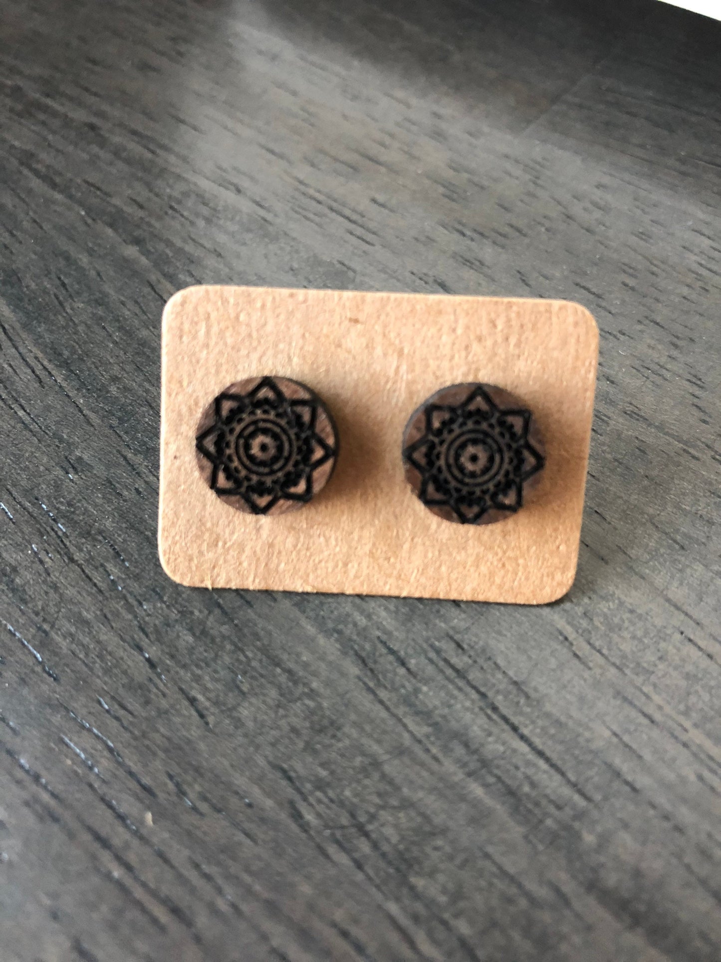 Laser Engraved Mandala Earrings. Geometric Earrings. Wooden Stud Earrings. Mother’s Day Gift. Graduation Gift. Gift for Her.