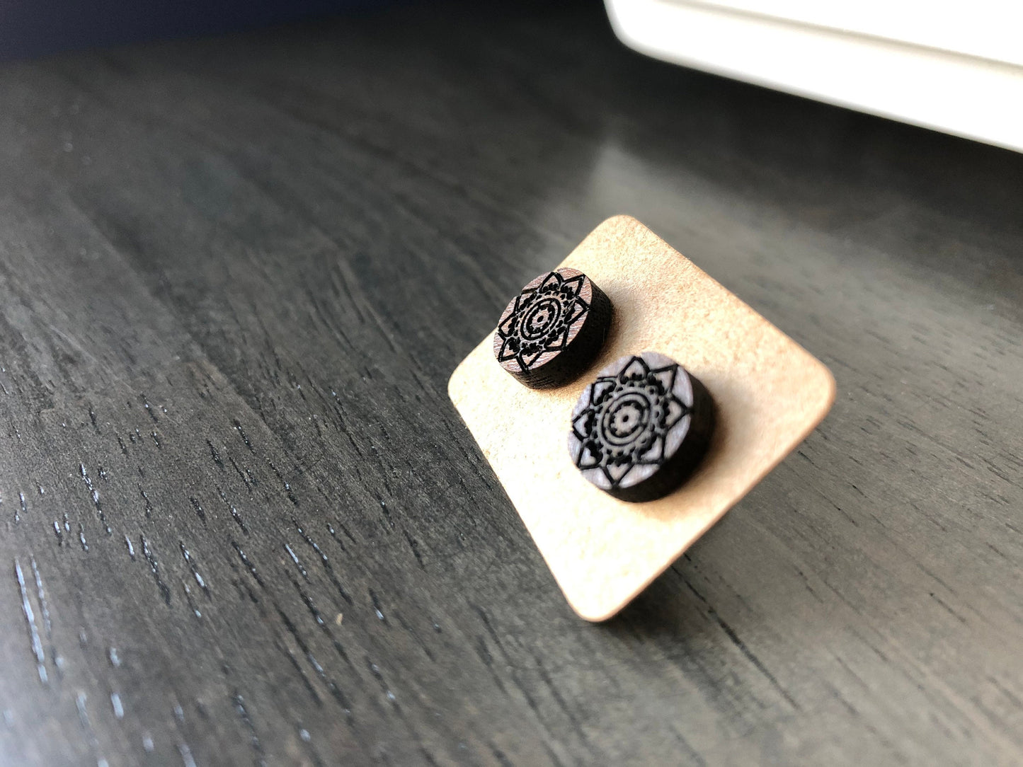 Laser Engraved Mandala Earrings. Geometric Earrings. Wooden Stud Earrings. Mother’s Day Gift. Graduation Gift. Gift for Her.