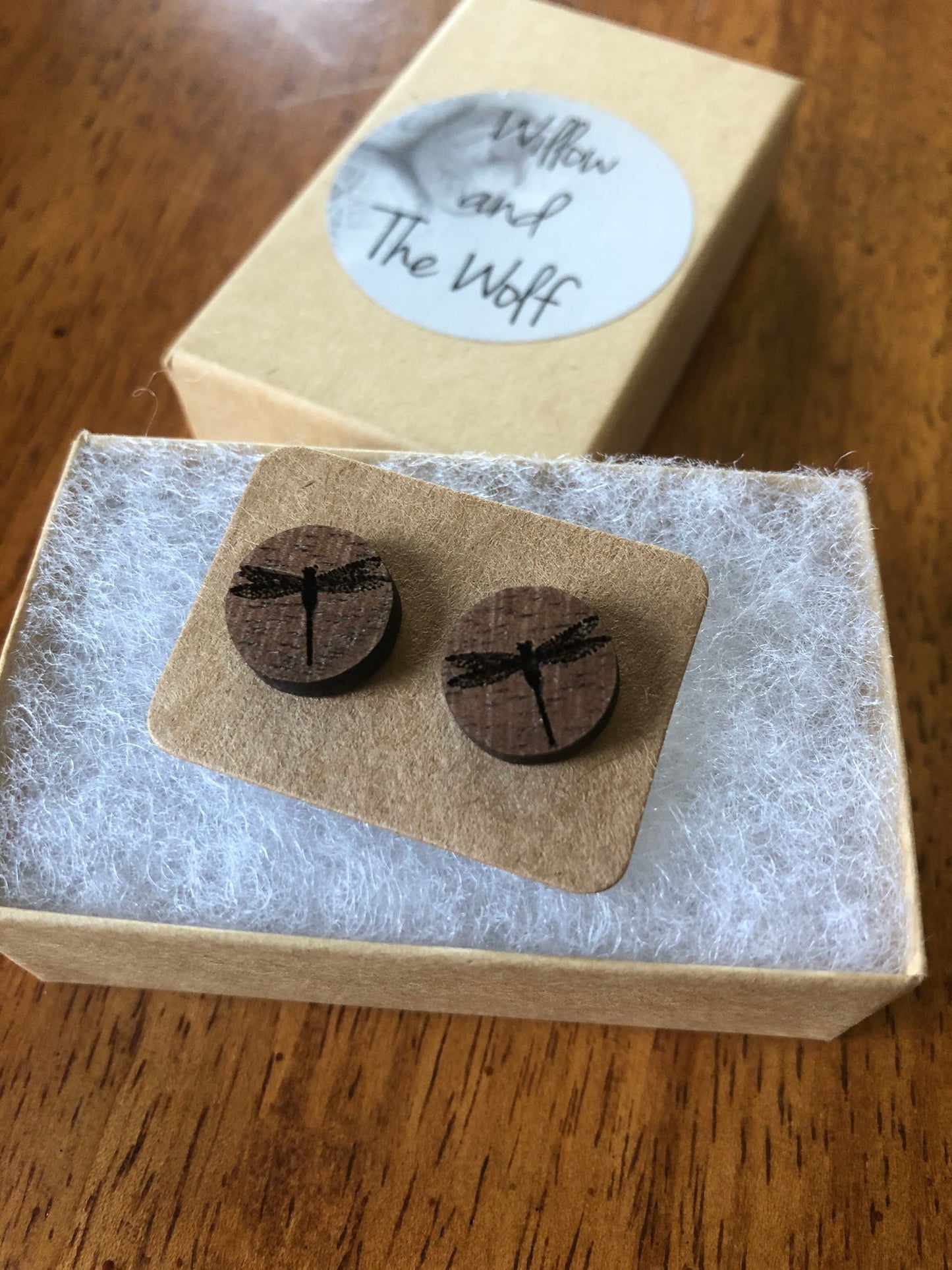Dragonfly Engraved Wood Studs. Dragonflies. Gift for Her. Post Earrings.