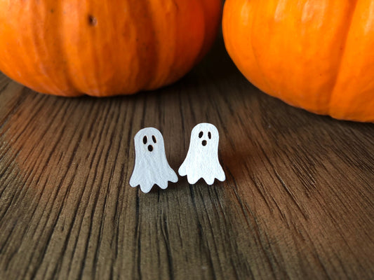 Ghost Halloween Wooden Stud Post Earrings. Boo Stud Earrings. Fall. Halloween Stud Earrings. Gothic Earrings.