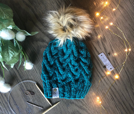 Wooly Peaks Beanie. Knit Hat. Cable Knit Beanie. Braided Cable Knitted Hat. Women’s Toque.