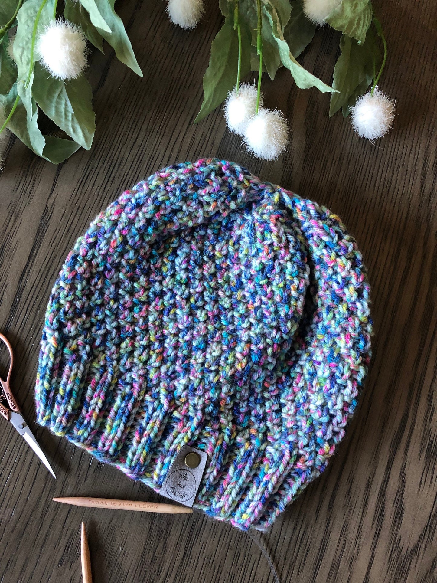 Knit Tie Dye Hat. Women’s Knit Beanie. Irish Moss Hat. Knitted Toque.