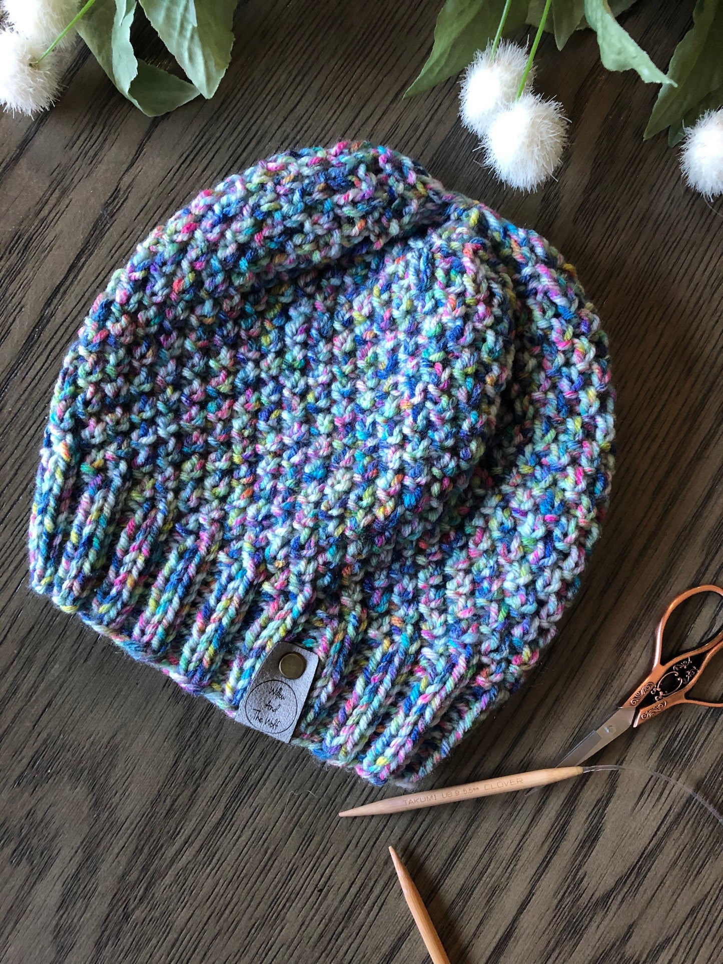 Knit Tie Dye Hat. Women’s Knit Beanie. Irish Moss Hat. Knitted Toque.