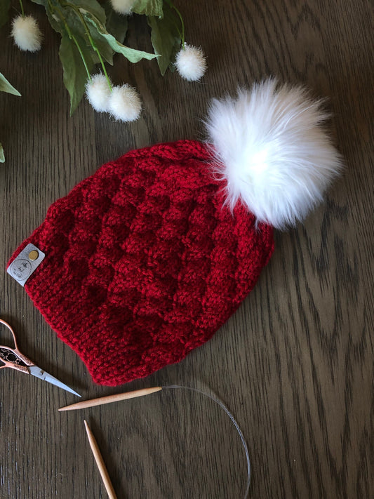 Knit Christmas Hat. Knitted Santa Hat. Modern Knit Women's Toque.