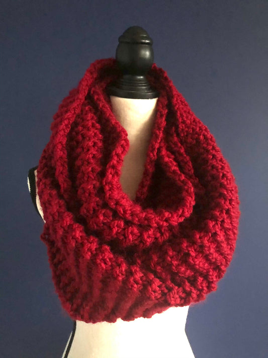 Cherry Red Knit Scarf. Red Oversized Infinity Scarf. Cranberry Chunky Knit Scarf. Gift for Me. Women's Accessories. Winter Accessories.