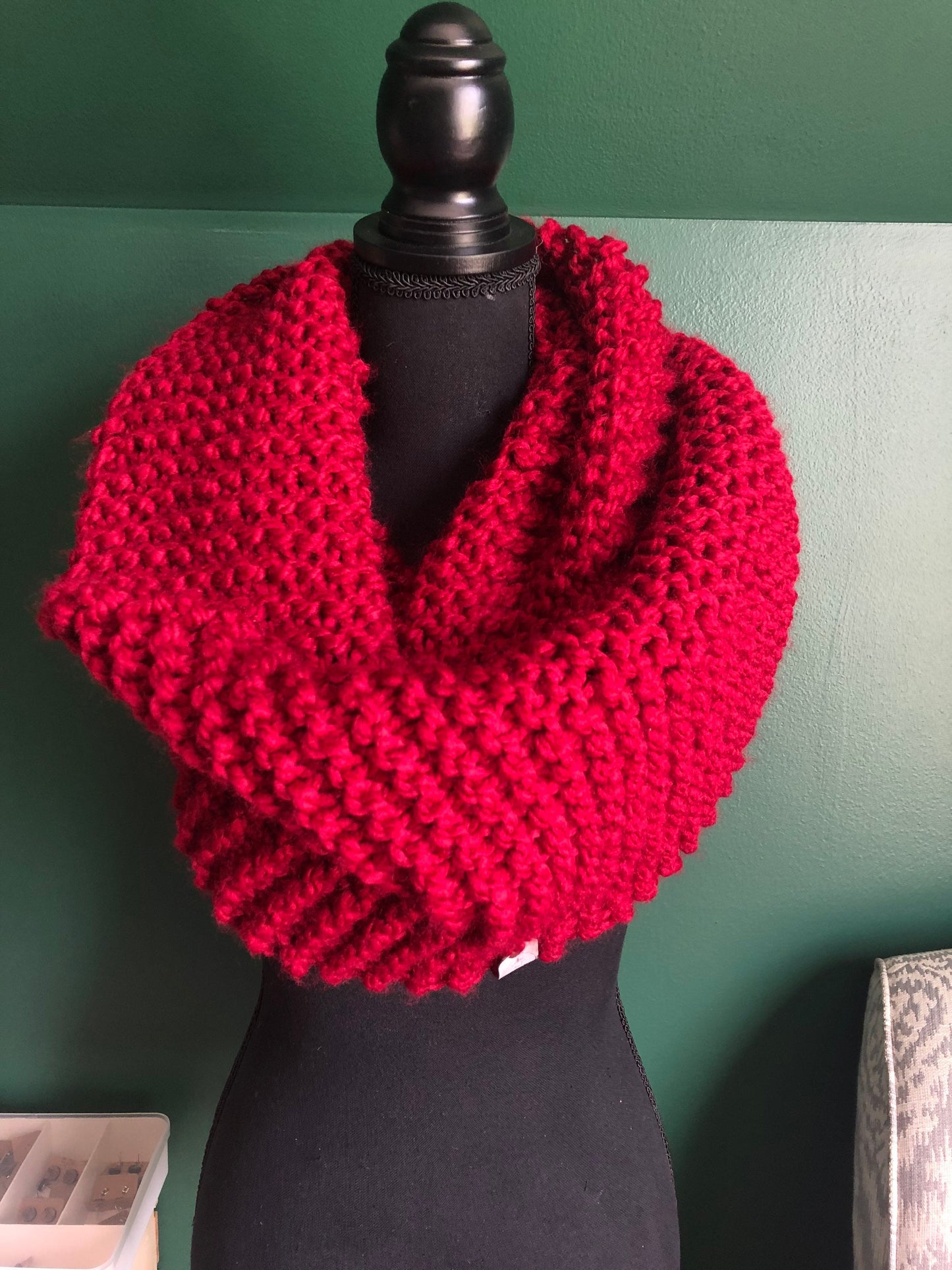 Knit Scarf. Red Oversized Infinity Scarf. Cranberry Chunky Knit Scarf. Gift for Me. Women's Accessories. Winter Accessories.