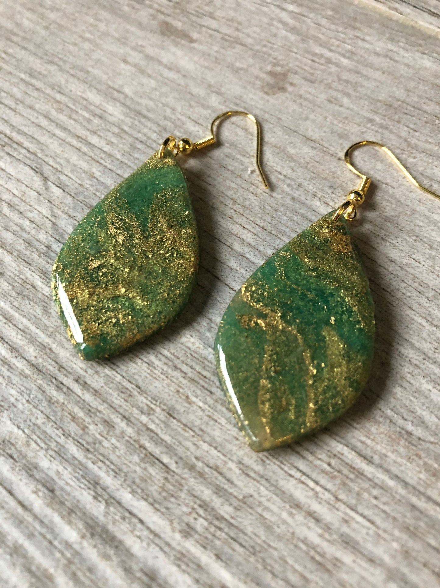 Tear drop faux stone earrings. Polymer Clay and Resin Dangle Earrings.