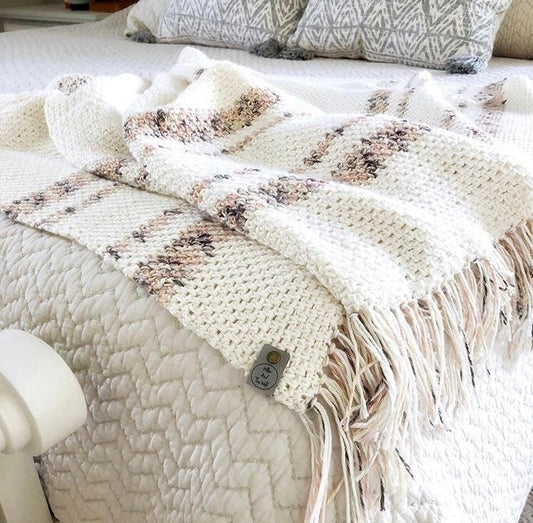 Gift for Mom.Cottage core Throw Blanket. Mother’s Day Gift. Bohemian Throw Blanket | 62” x 48” | Cream Farmhouse Throw Blanket | Cozy Cotton