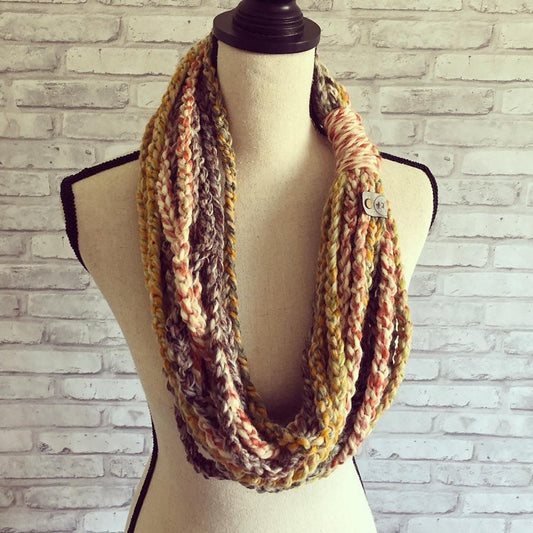 Multicolor Braided Scarf. Chain Knit Scarf. Game day outfit accessory.