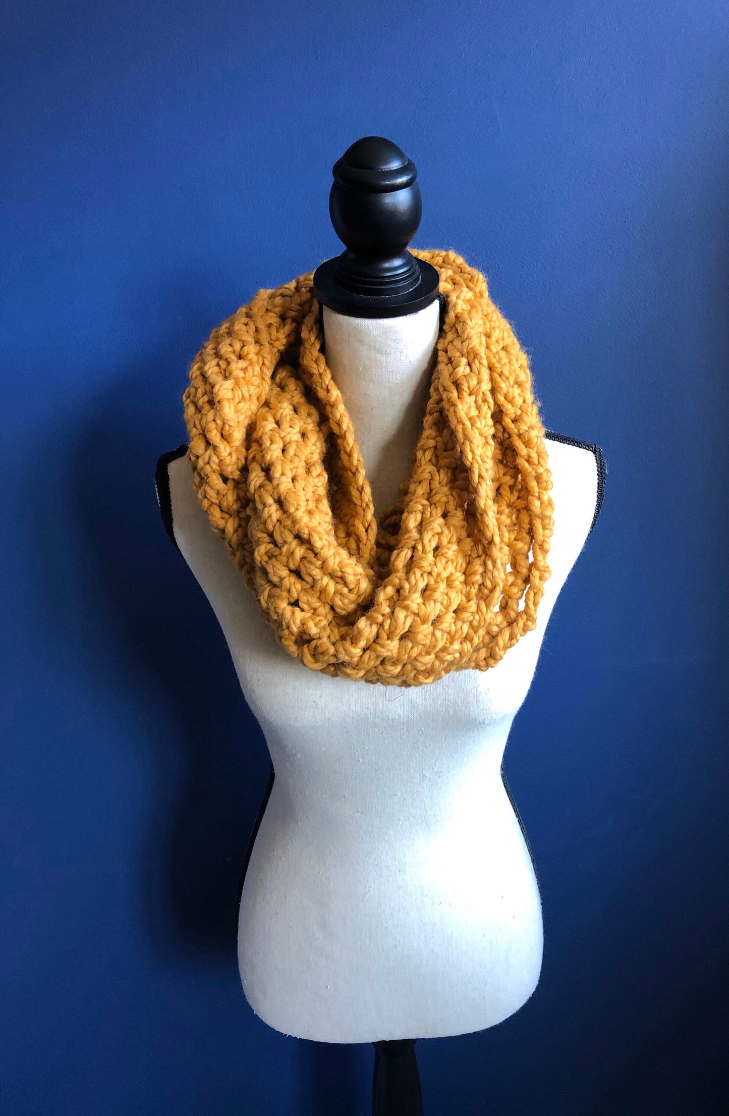 Mustard Chunky Oversized Knit Womens Scarf. Bulky Crochet Cowl. Oversized Gold Infinity Cowl. Big Knit Cowl. Maximalist Fashion