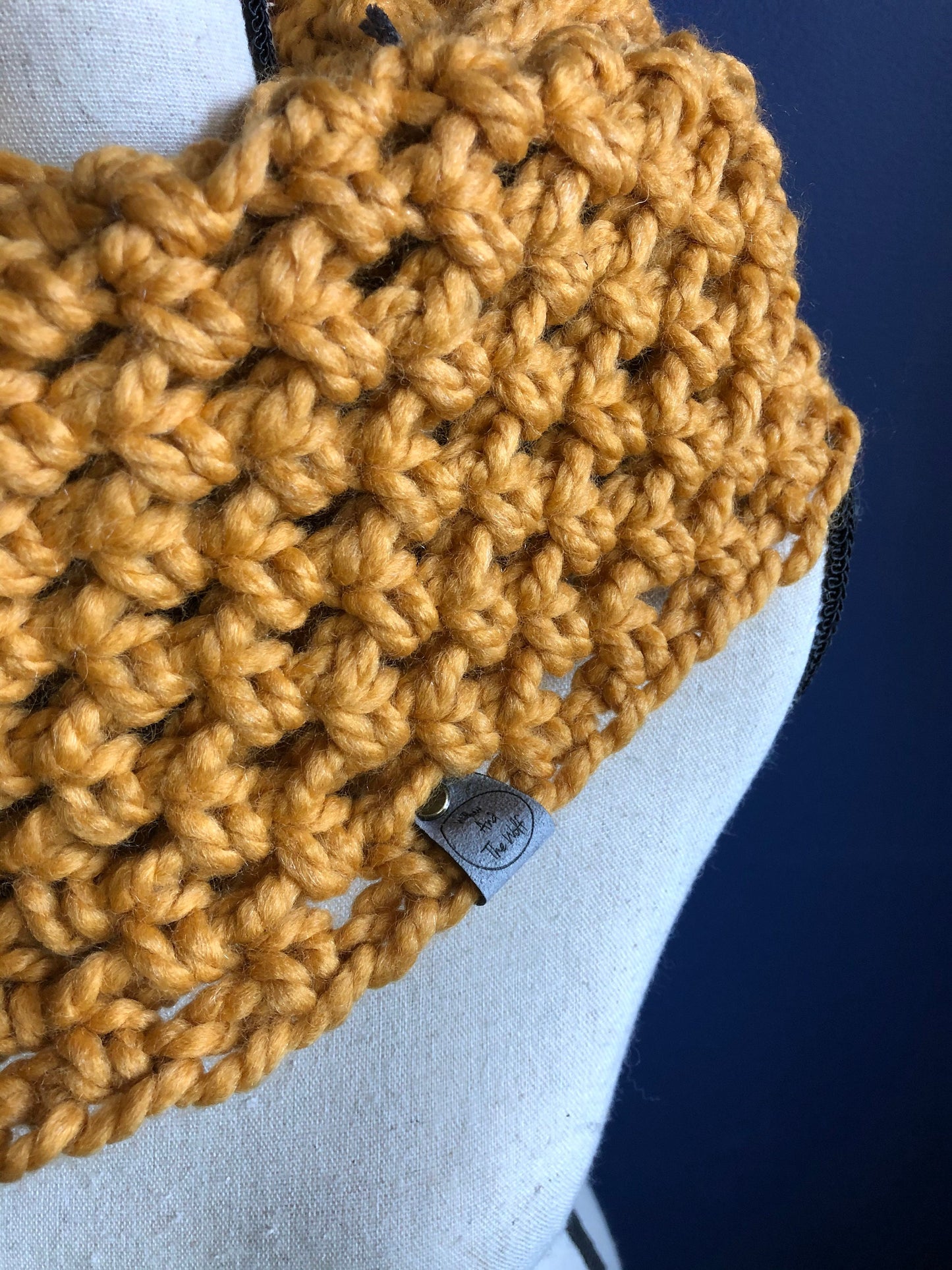 Mustard Chunky Oversized Knit Womens Scarf. Bulky Crochet Cowl. Oversized Gold Infinity Cowl. Big Knit Cowl. Maximalist Fashion