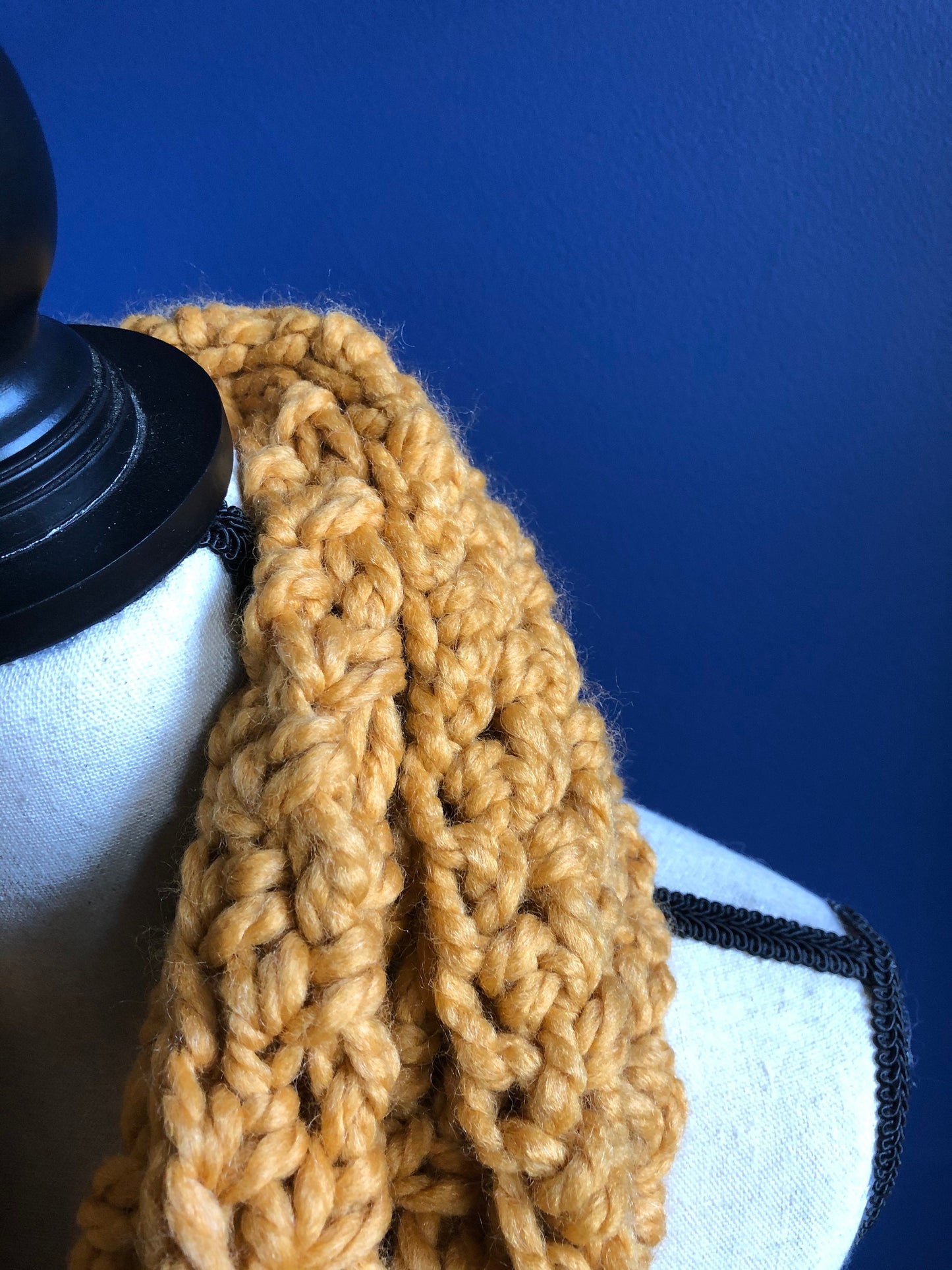 Mustard Chunky Oversized Knit Womens Scarf. Bulky Crochet Cowl. Oversized Gold Infinity Cowl. Big Knit Cowl. Maximalist Fashion