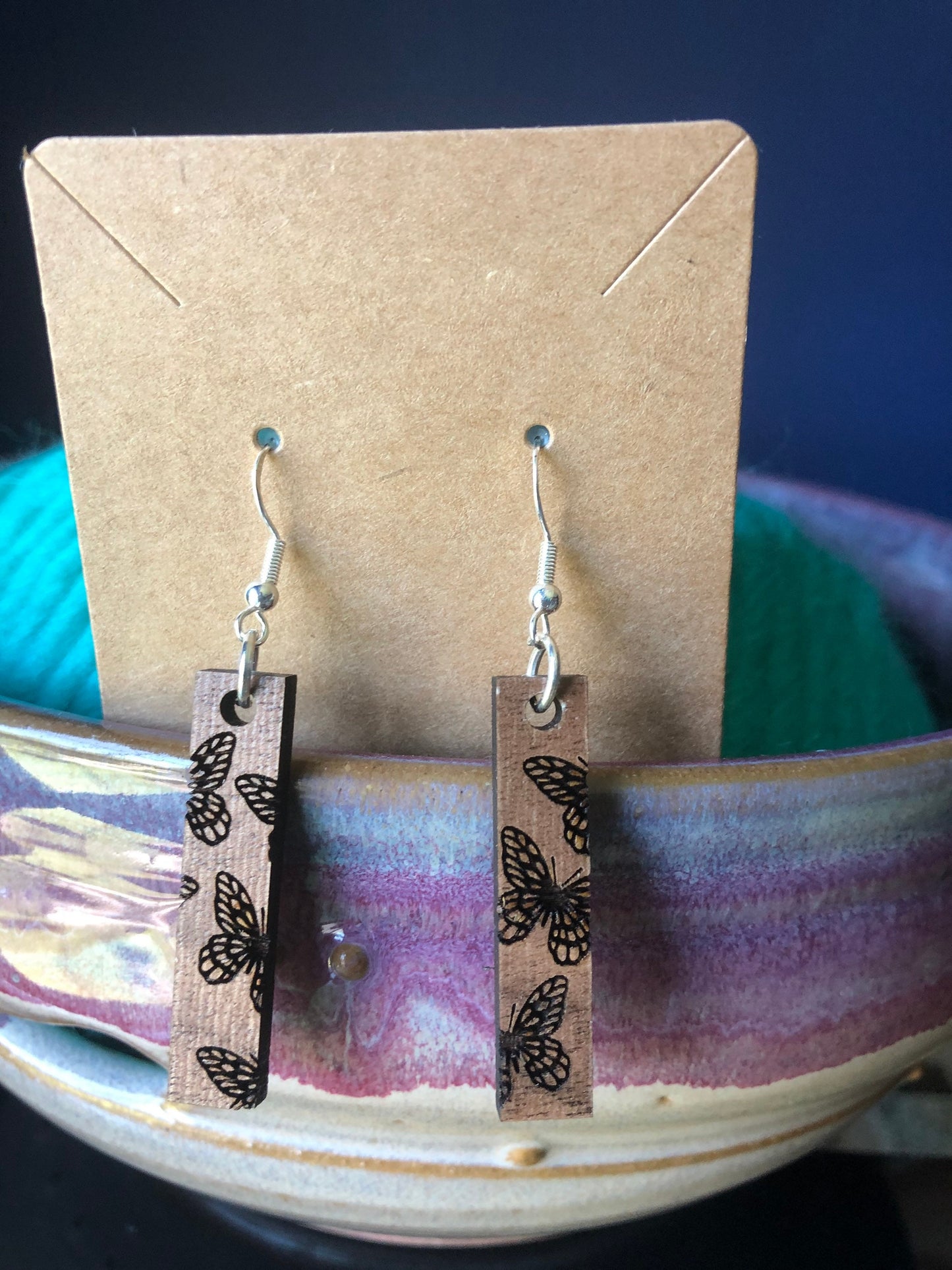 Butterfly Drop Earrings. Cottage Core Aesthetic. Indie Aesthetic Earrings. Butterflies. Engraved Wooden Earrings.