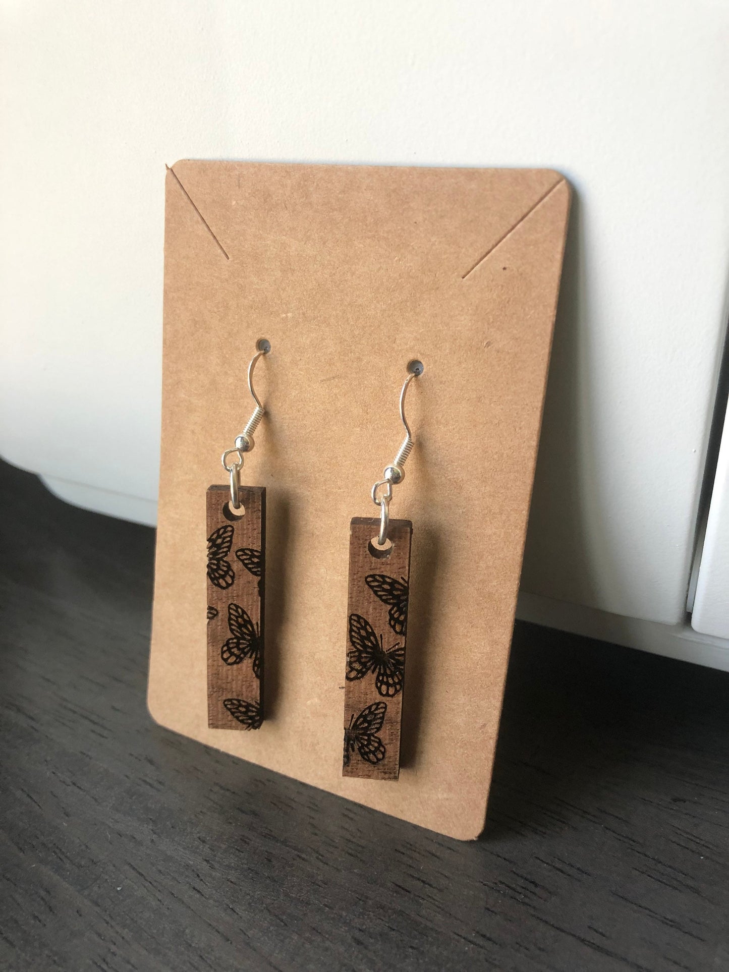 Butterfly Drop Earrings. Cottage Core Aesthetic. Indie Aesthetic Earrings. Butterflies. Engraved Wooden Earrings.