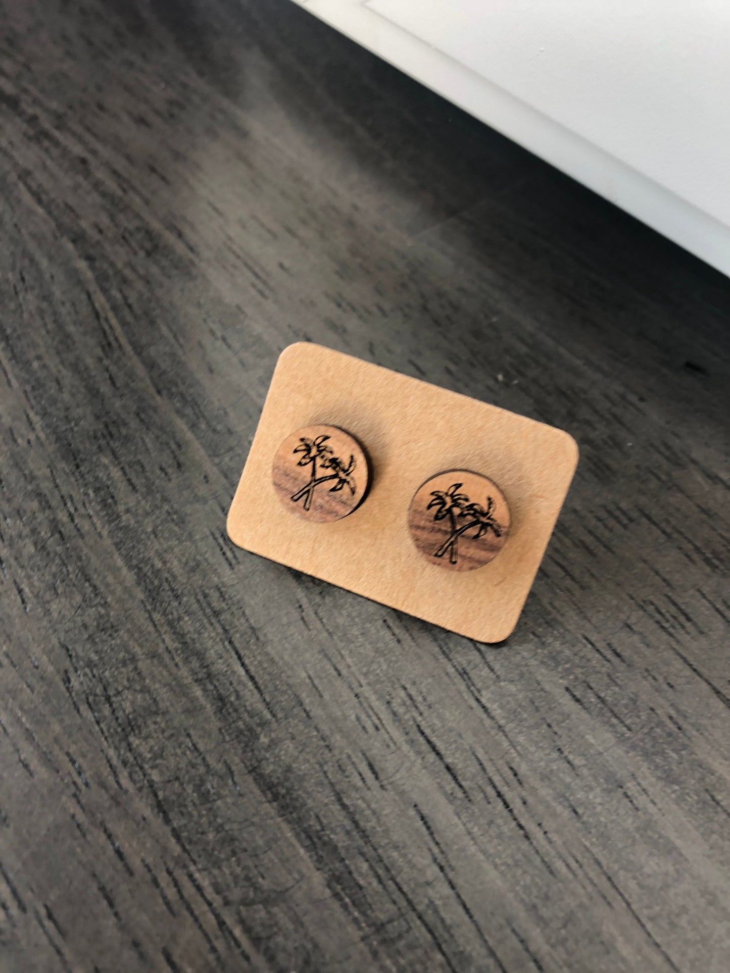 Palm Tree Engraved Earrings. Vacation Earrings. Beach Earrings. Laser Engraved Earrings. Gift for Her.