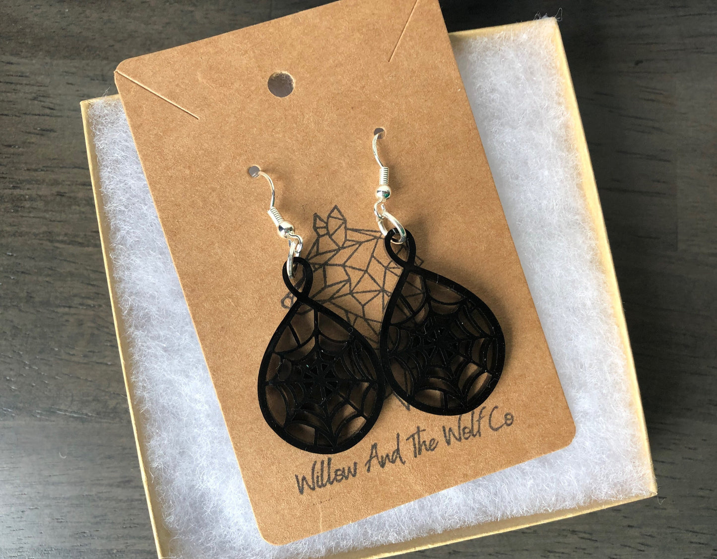 Halloween Spiderweb Earrings. Black Web Earrings. Acrylic Earrings.