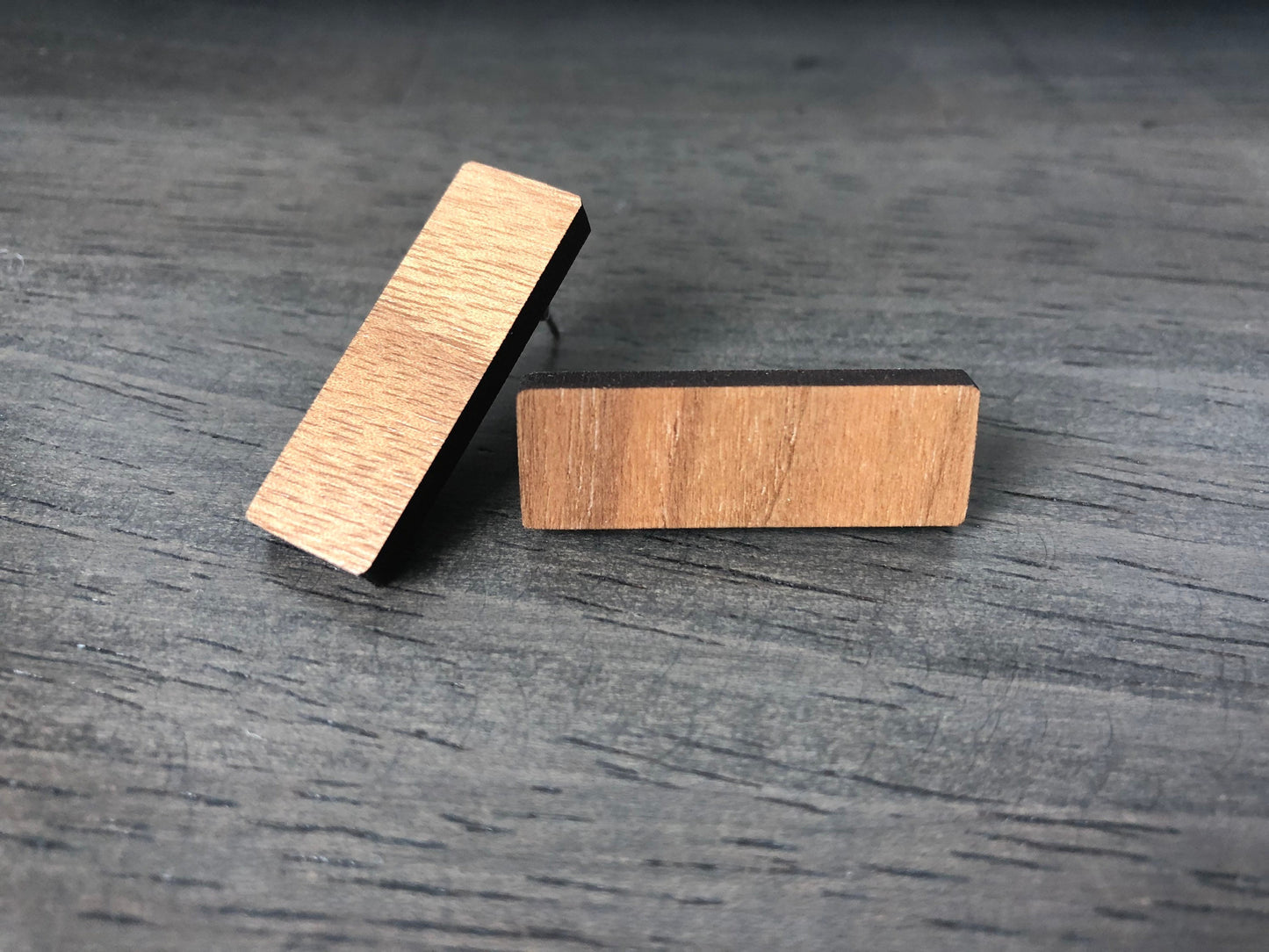 Minimalist Wood Rectangle Earrings. Geometric Jewelry. Simplistic Earrings.