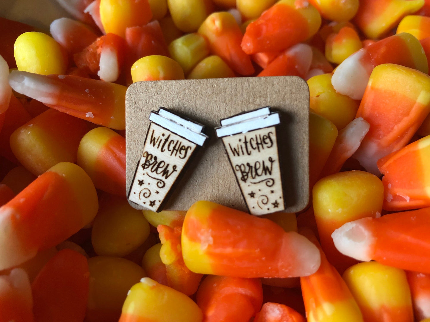 Witches Brew Earrings. Fall Halloween Earrings. Coffee Earrings. Witchy jewelry. Witch Studs.