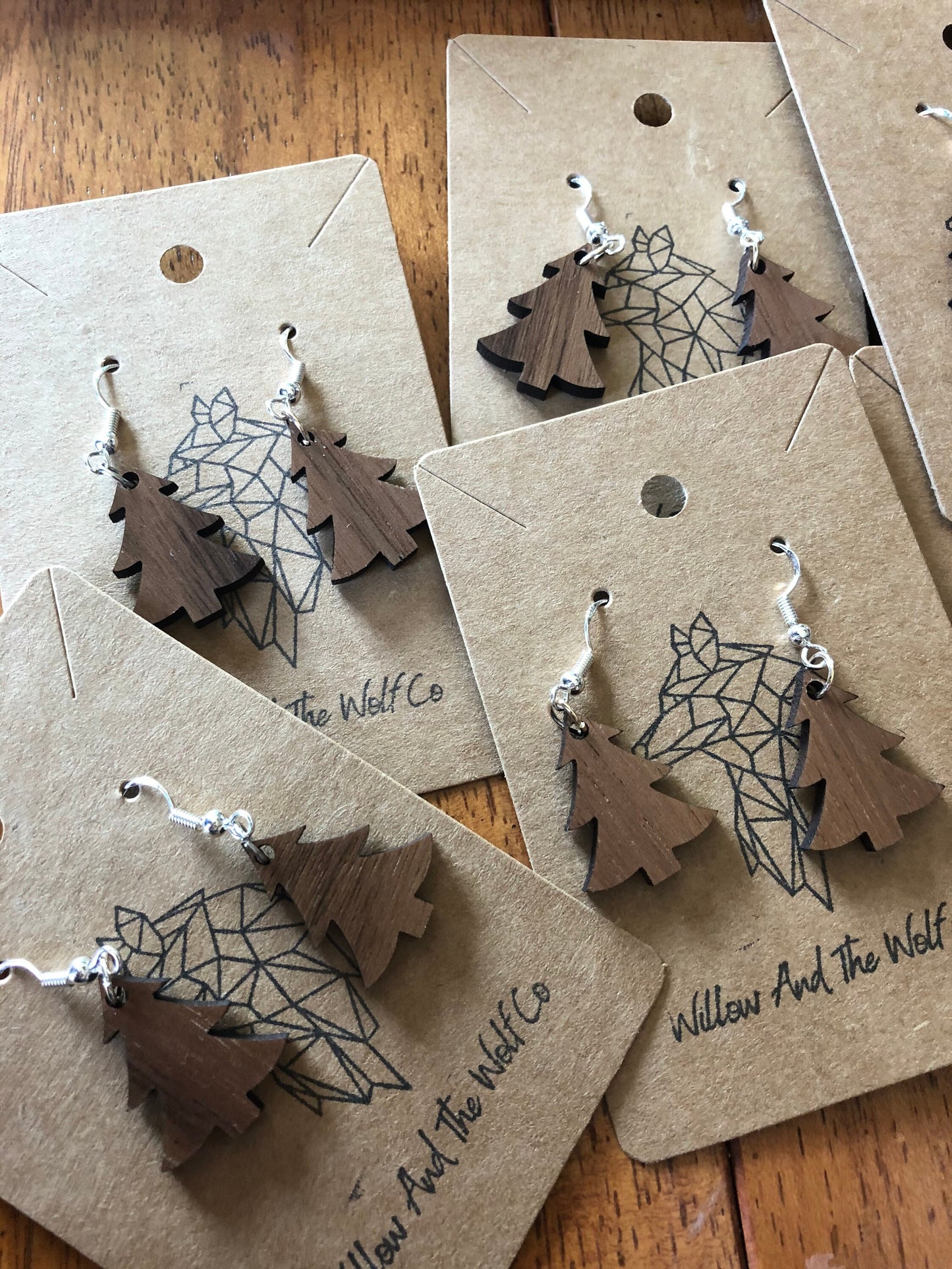 Christmas Tree Earrings. Holiday Earrings. Wooden Tree Earrings. Tree Dangle Earrings. Gifts for Her. Stocking Stuffer.