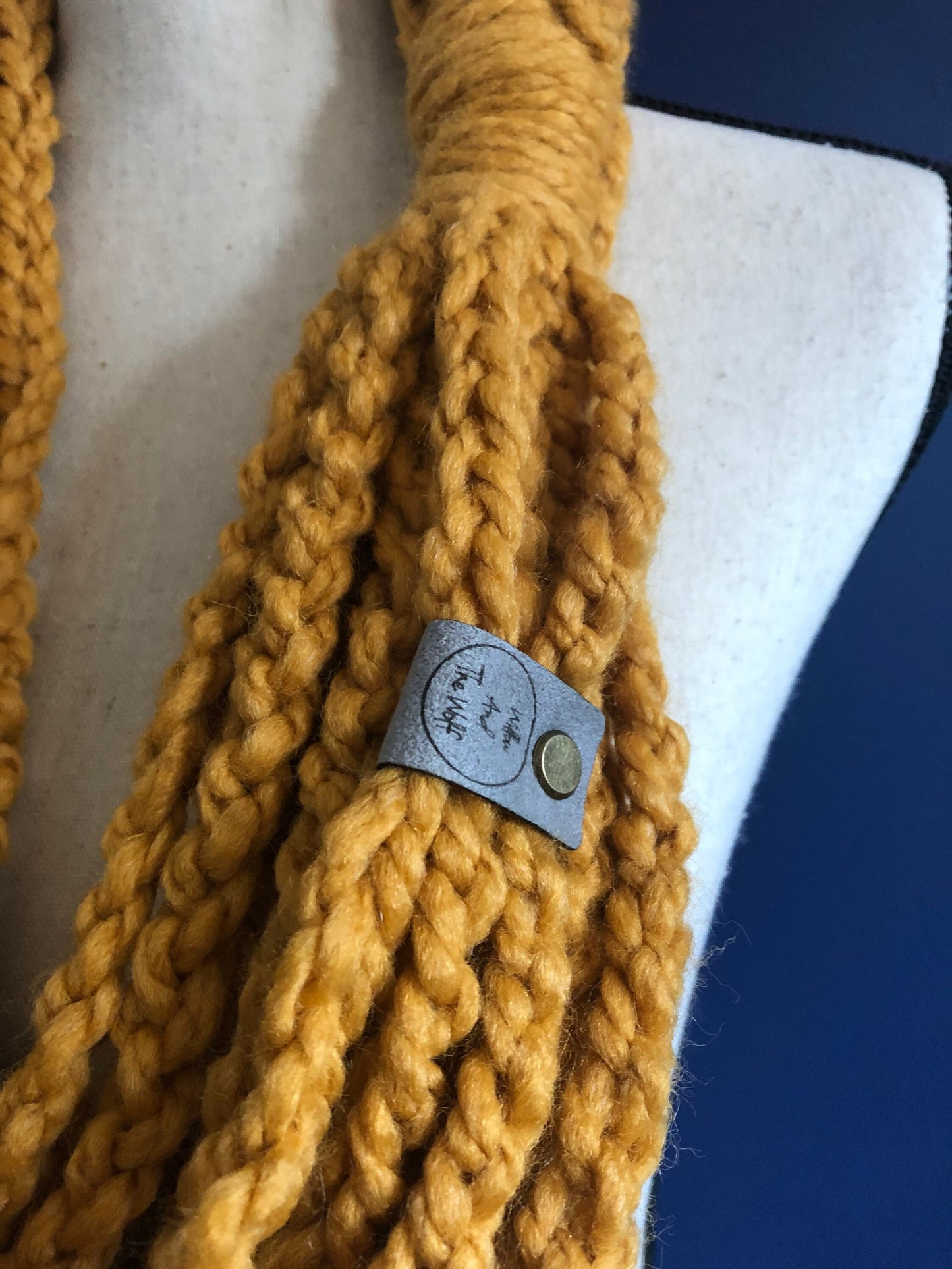 Mustard Yellow Women's Scarf. Knit Infinity Scarf. Golden Chain Scarf. Womens Knit Cowl. Braided Yellow Cowl.