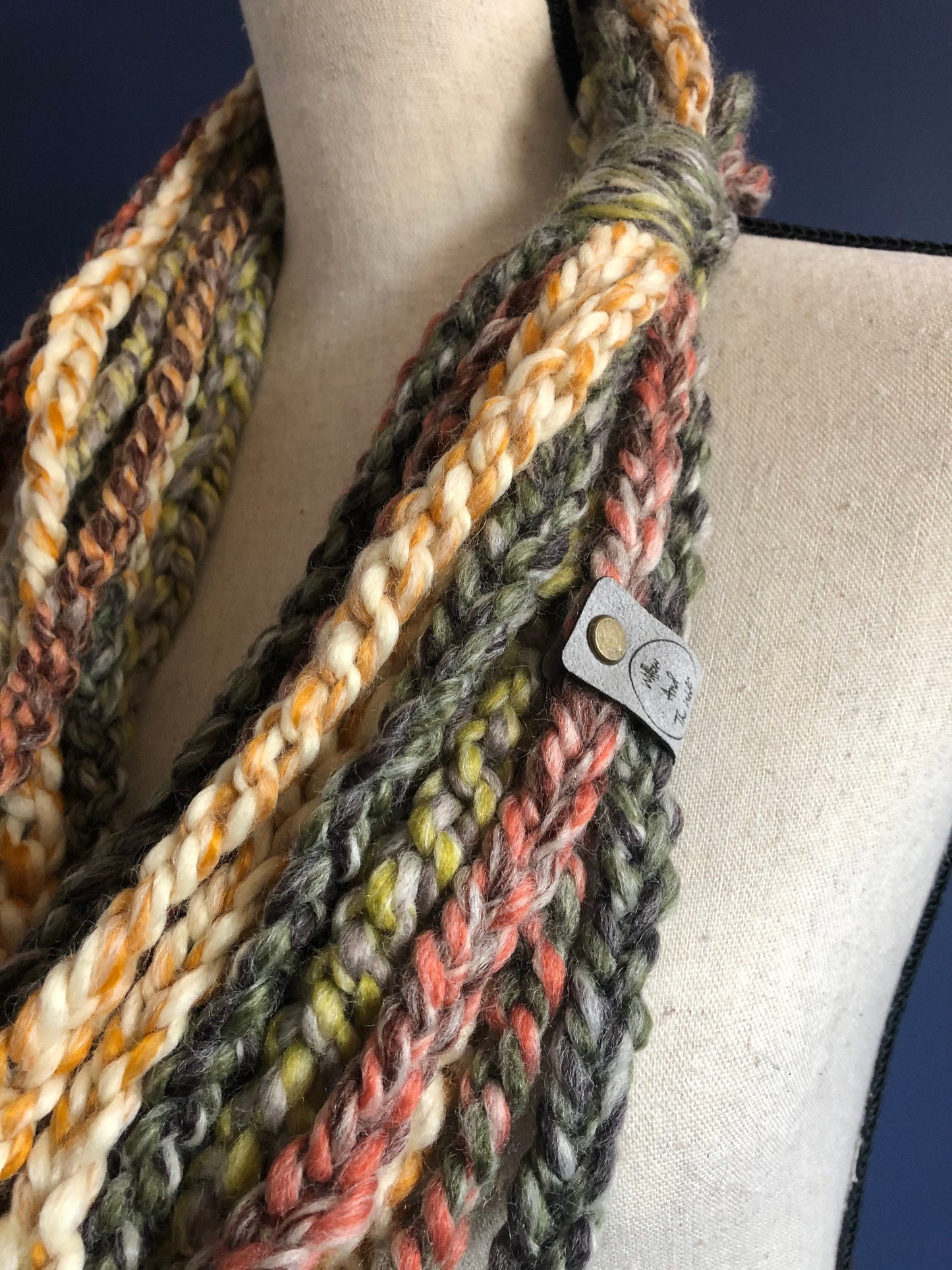 Multicolor Braided Scarf. Chain Knit Scarf. Game day outfit accessory.
