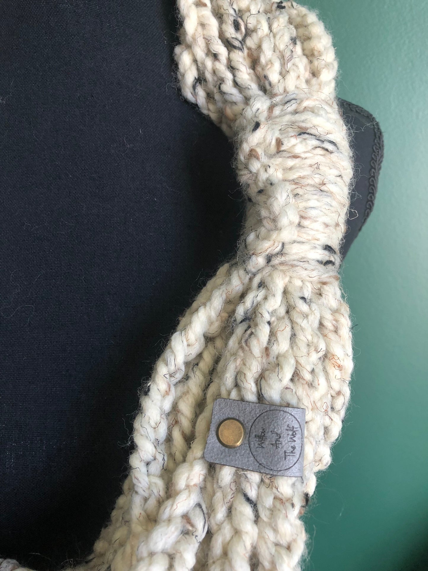 Cream Neutral Women’s Scarf. Braided Chain Cowl. Knit Scarf.