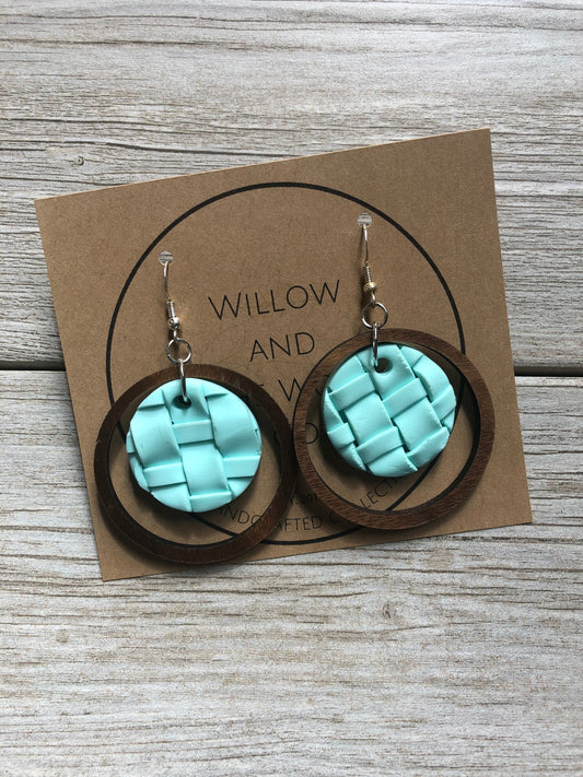 Woven Clay Earrings. Summer Earrings. Basketweave Earrings.