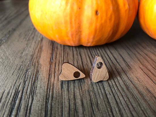 Ouija Board Indicator. Planchette Earrings. Halloween Earrings. Spirit board. Wood Stud Earrings. Gothic Accessories.
