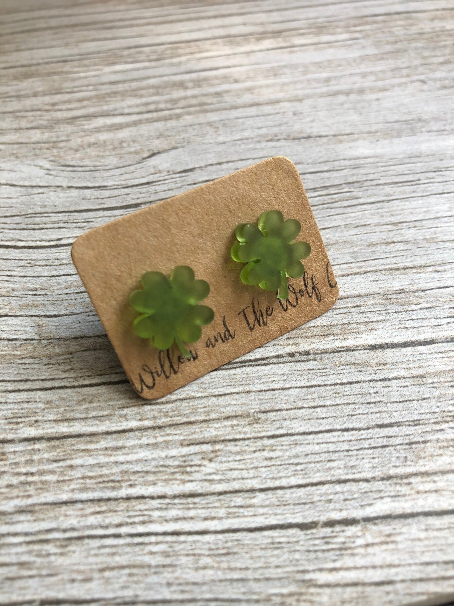 St. Patrick’s Day Stud Earrings. Shamrock Stud Earrings. Lucky Four Leaf Clover Studs. Acrylic Earrings.