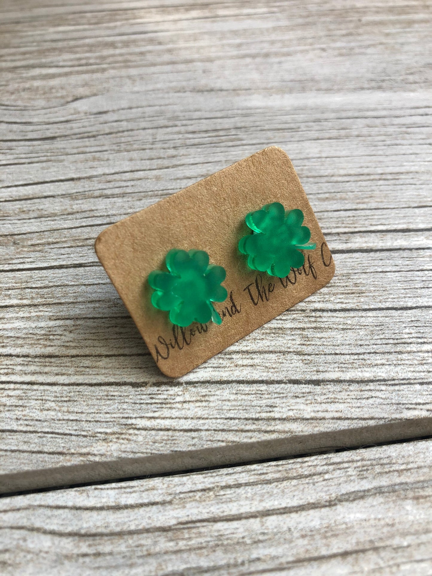 St. Patrick’s Day Stud Earrings. Shamrock Stud Earrings. Lucky Four Leaf Clover Studs. Acrylic Earrings.