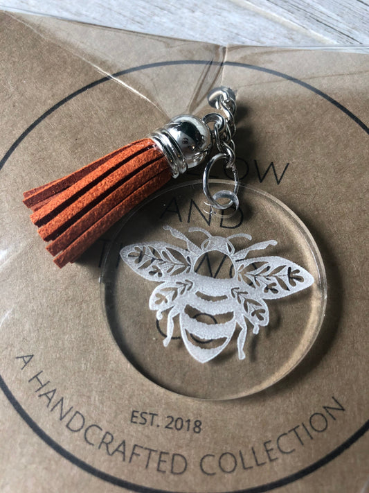 Bee Keychain. Engraved Bee Keychain. Save The Bees. Beekeeper Gift. Save the Pollinators.
