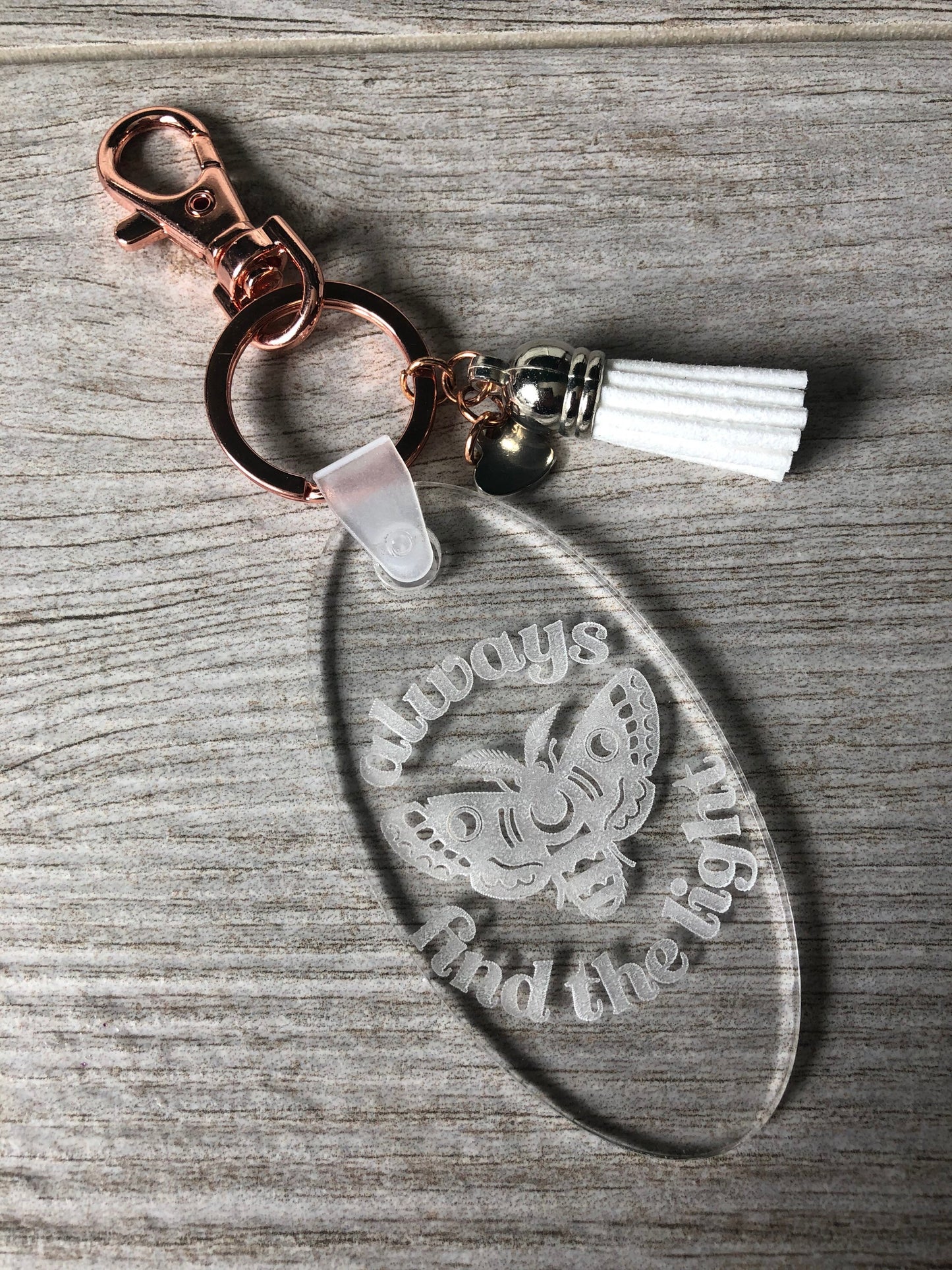 Always Find The Light Keychain. Moth Keychain. Mental Health Awareness.