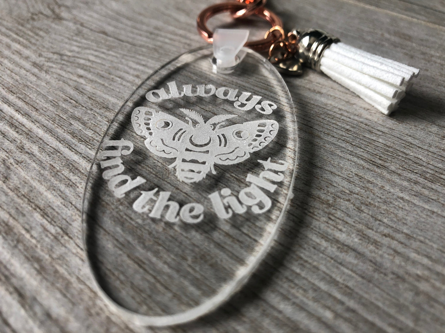 Always Find The Light Keychain. Moth Keychain. Mental Health Awareness.