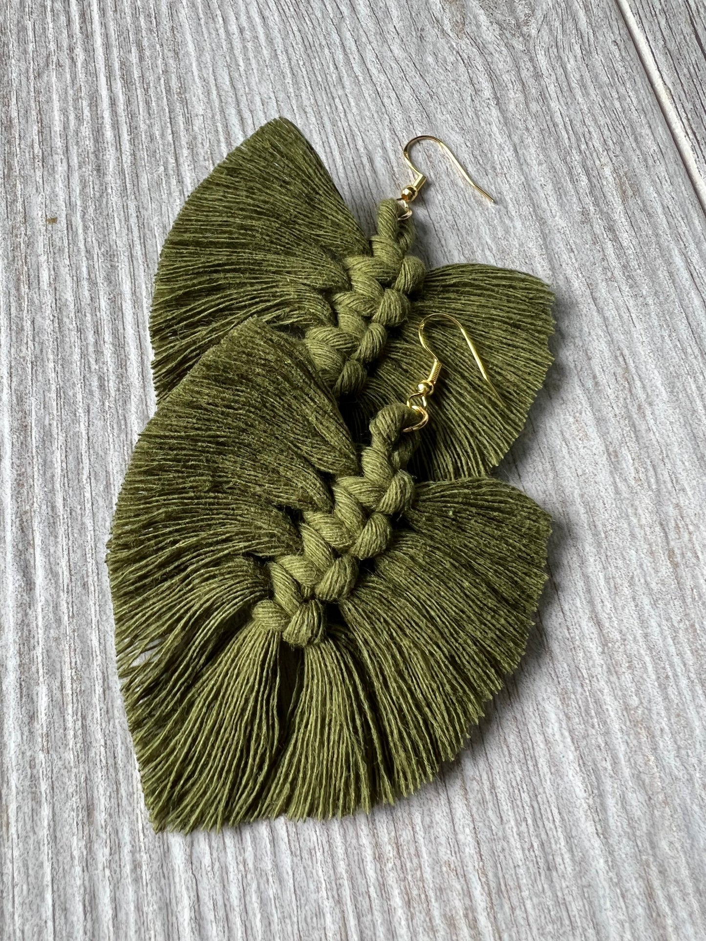 Sage Green Macrame Feather Earrings. Festival Earrings. Boho Macrame Feathers.