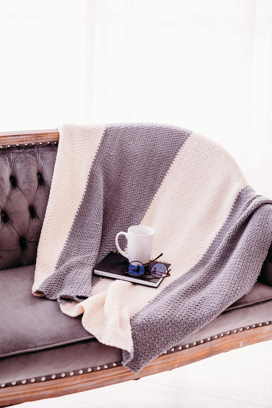 Color Block Throw Blanket. Neutral Throw. Grey and Cream Blanket. Granny Core Bedroom
