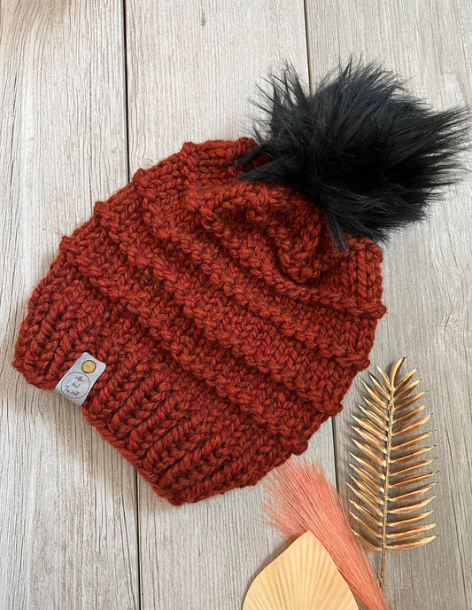 Pumpkin Ridge Beanie. Women’s Knit Hat. Knitted Beanie. Stripped Knitted Hat.