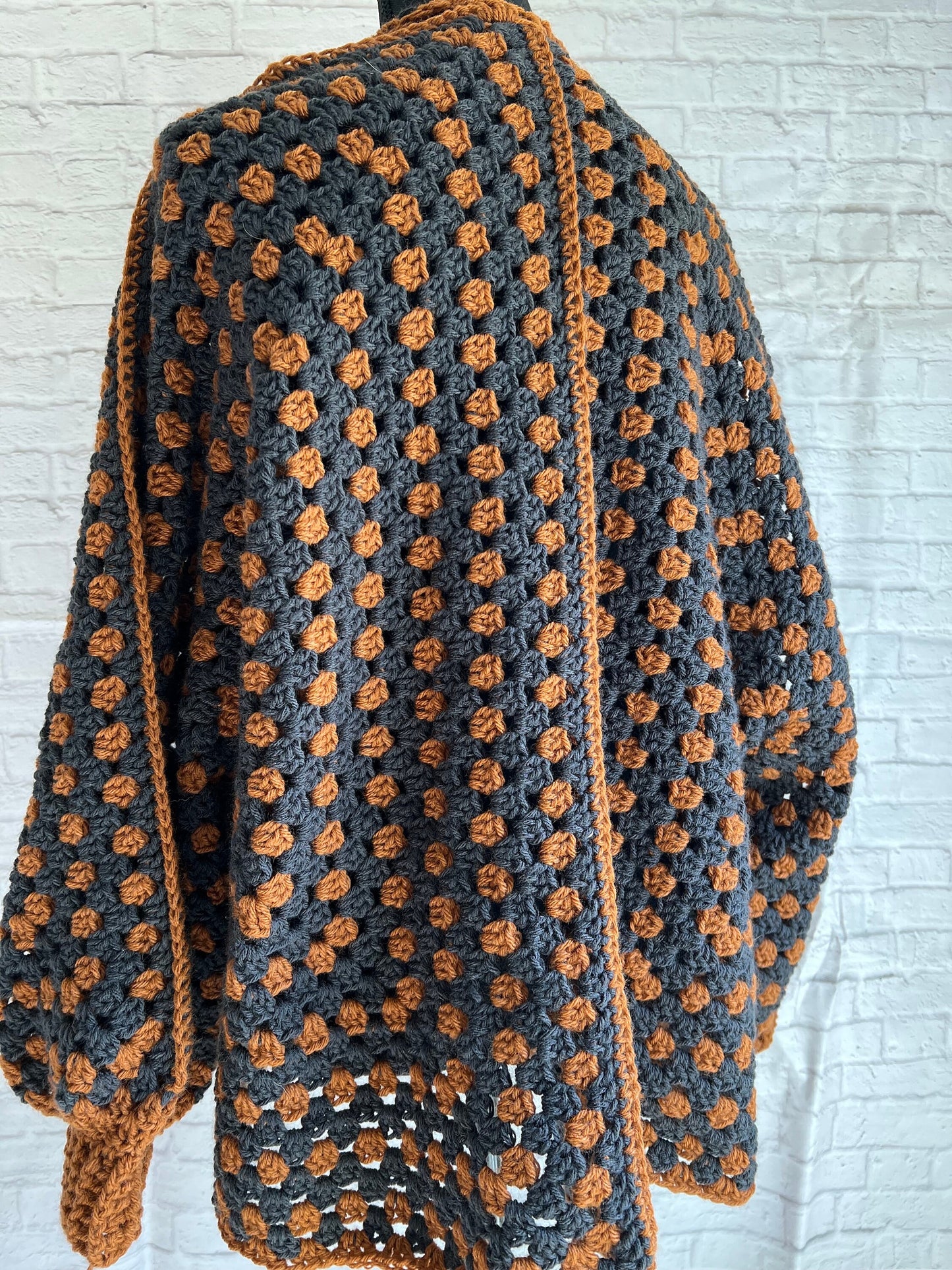 Halloween Hexi Cardigan. Black and Orange Cardigan. Fall Sweater Pumpkin Cardigan. Jack O Lantern.