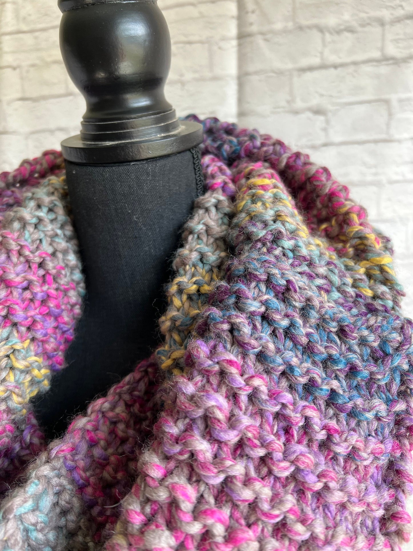 Multicolor Oversized Chunky Knit Scarf. Women's Knitted Cowl.