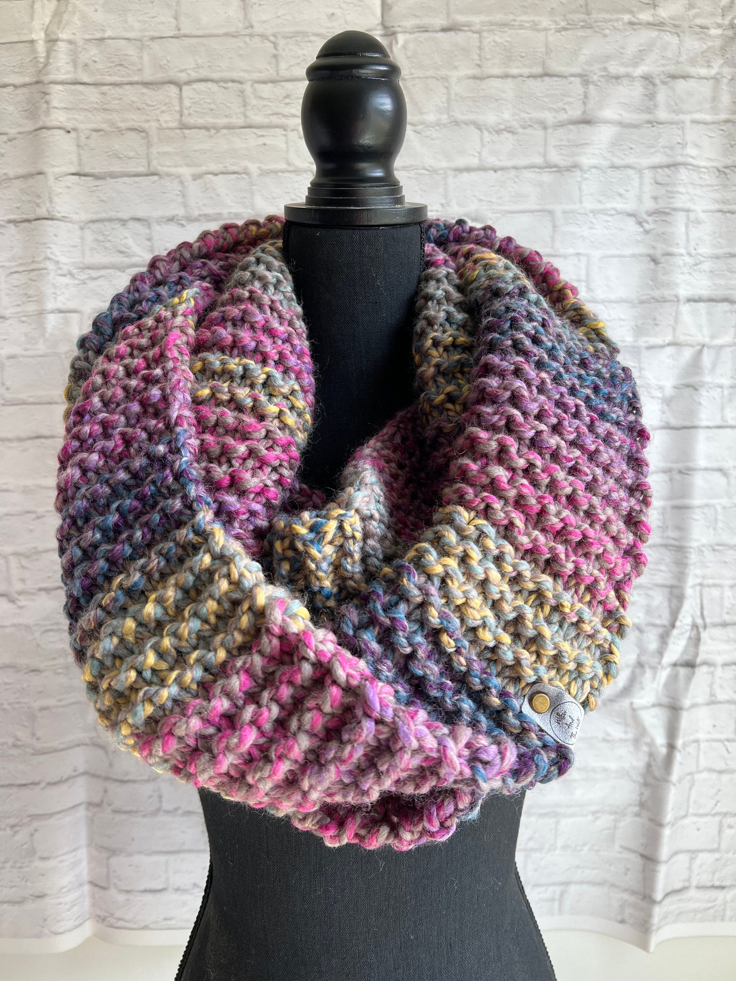 Multicolor Oversized Chunky Knit Scarf. Women's Knitted Cowl.