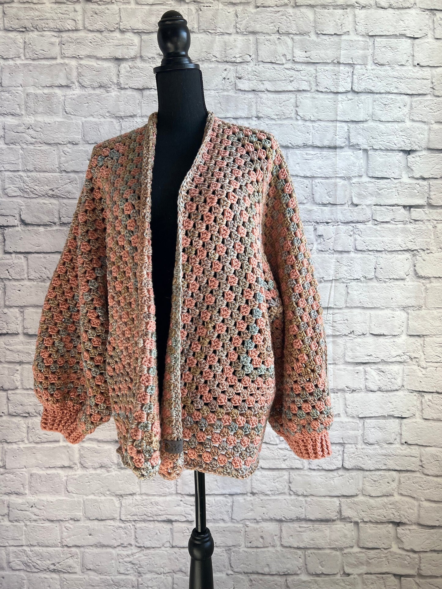 Arizona Cardigan. Granny Hexagon Cardigan Sweater. Sunset colors.