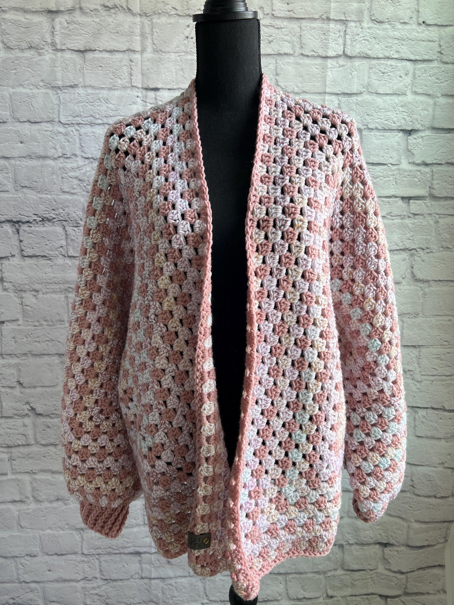 Rosey Pink Cardigan. Knit Sweater. Women's Crochet Sweater. Hexagon Cardigan.