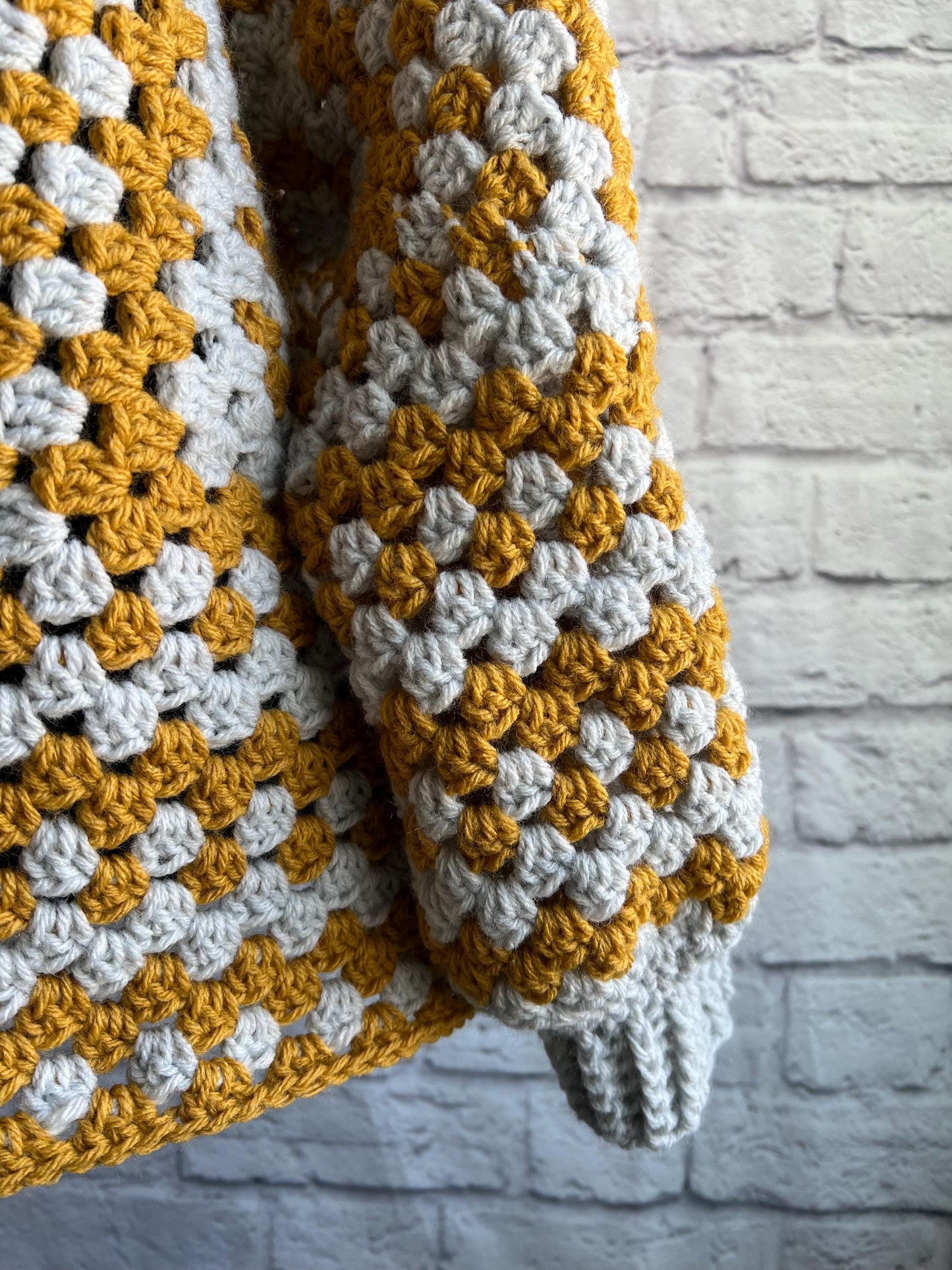 Grey and Yellow Cardigan. Mustard and Gray. Women's Crochet Sweater. Hexagon Cardigan.