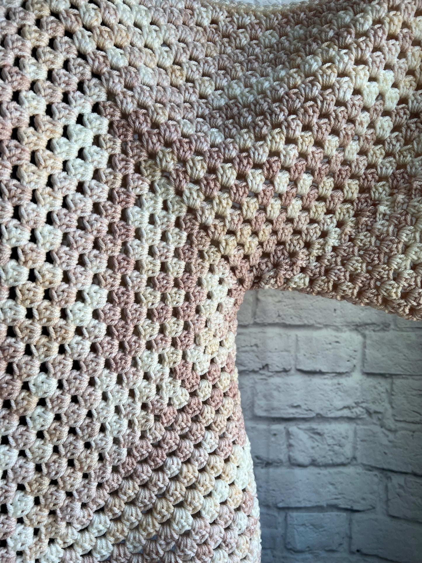 Romantic Pink and Cream Cardigan. Knit Sweater. Women's Crochet Sweater. Hexagon Cardigan.