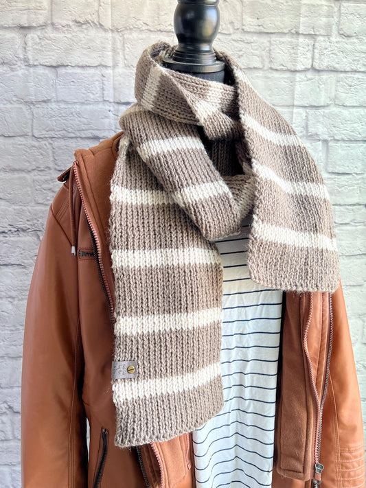 Women’s Winter Striped Long Knit scarf. The Striped Downtown Scarf.  Ribbed Women’s Knit Scarf. Luxury Knit Scarf. Long Women’s Scarf.