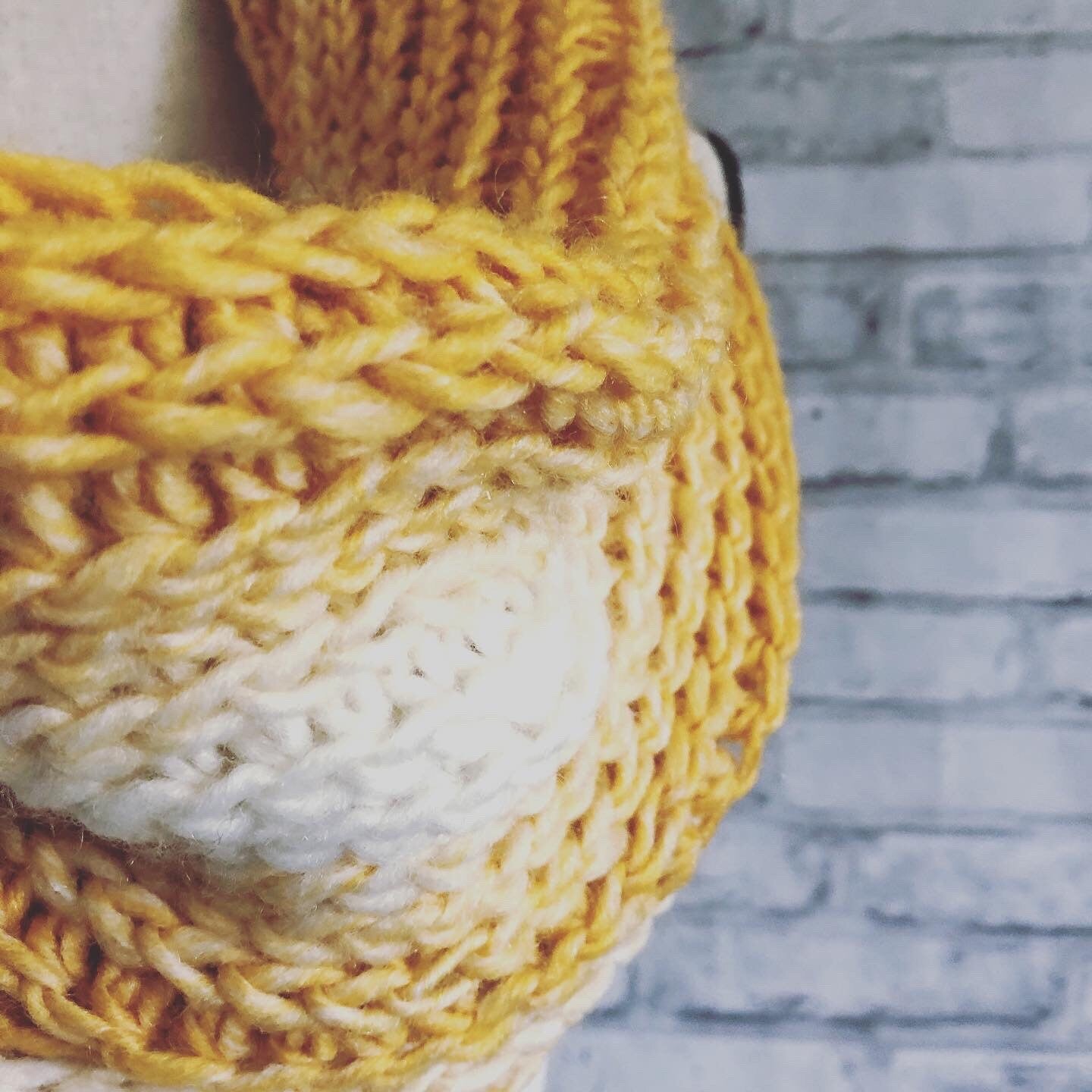 Knit Scarf. Mustard and Cream Knit Cowl. Golden Yellow and White Crochet Cowl. Ombre Colored Cowl. Women's Accessories.
