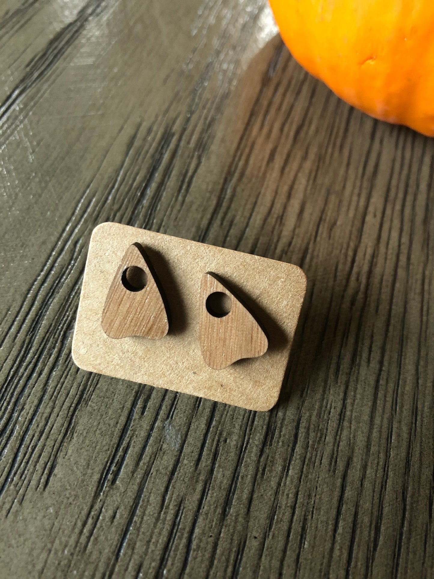 Ouija Board Indicator. Planchette Earrings. Halloween Earrings. Spirit board. Wood Stud Earrings. Gothic Accessories.
