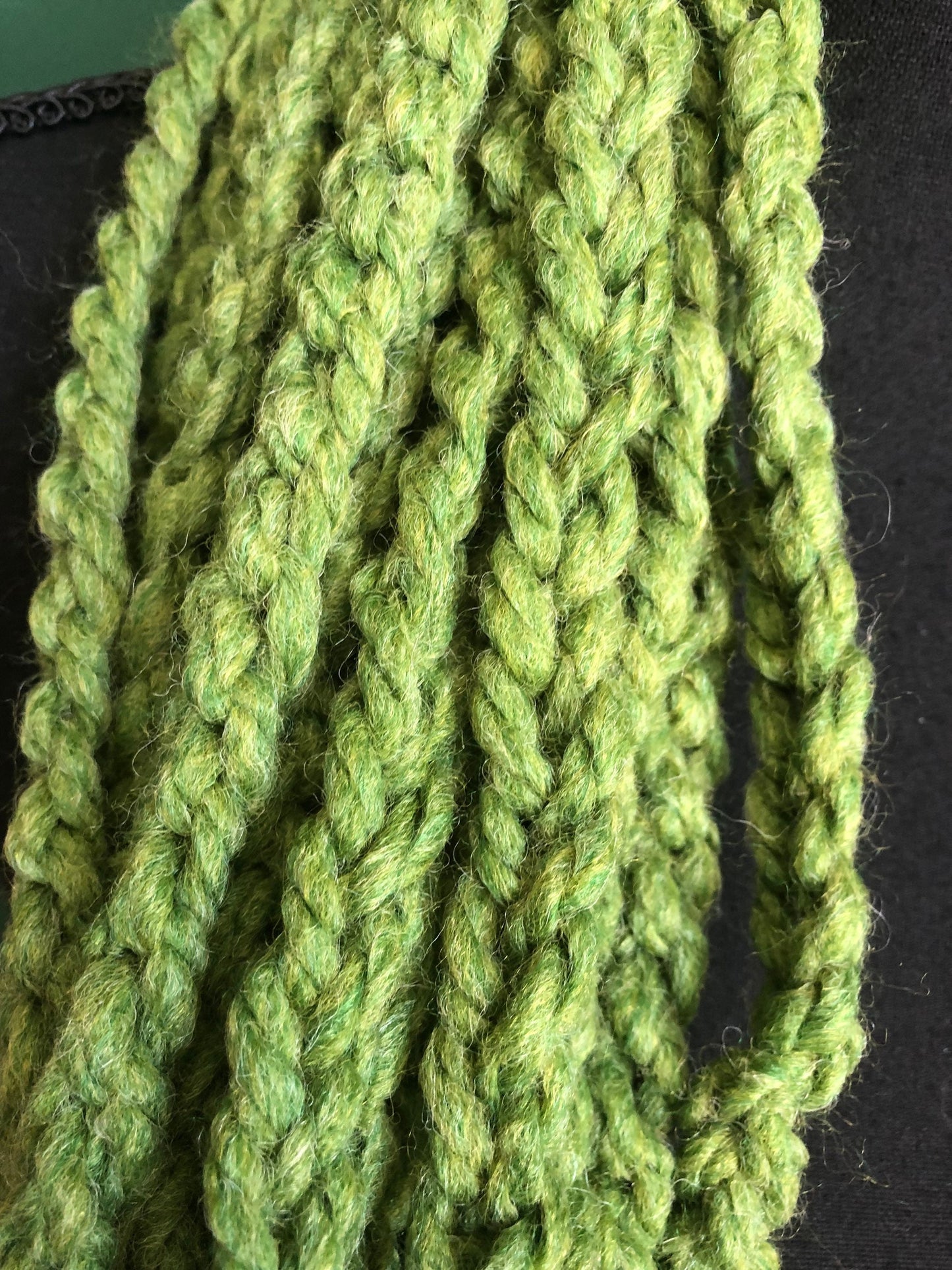 Green Women’s Scarf. Braided Chain Accent Scarf. Knitted scarf.